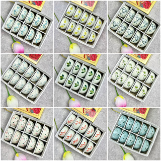 Combo 6 bát, 10 bát / tô / chén cơm Bát Tràng vẽ tay men kem