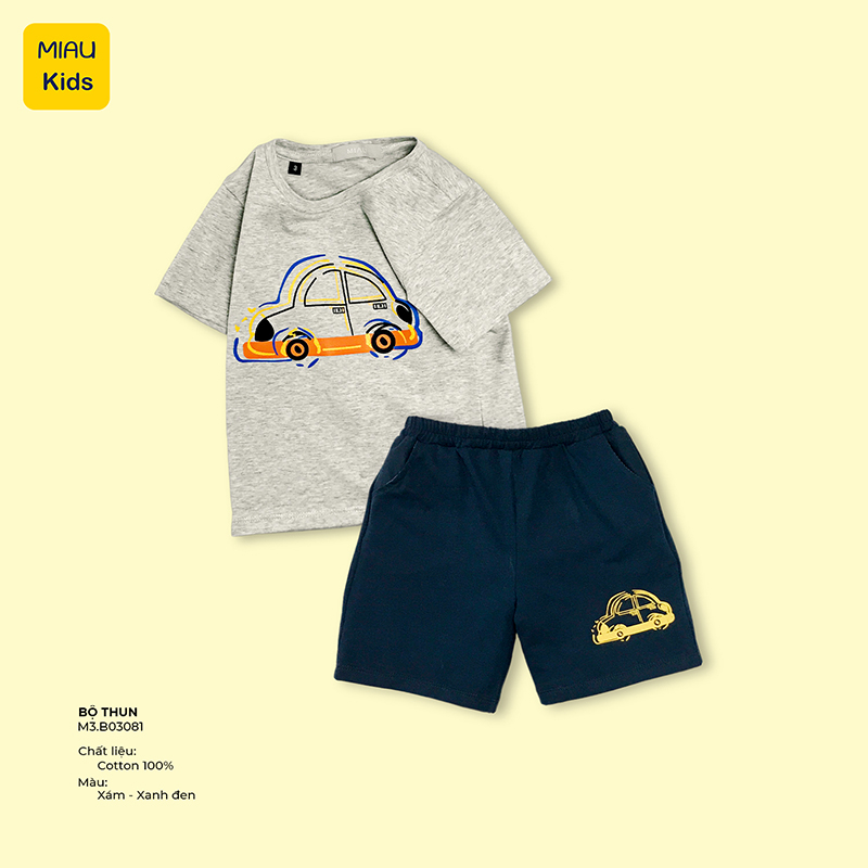 Bộ Bé Trai Họa tiết Doraemon, Khủng Long, Xe Ô tô đáng yêu Chất thun Cotton co giãn thoáng mát cho bé mặc đi học đi chơi