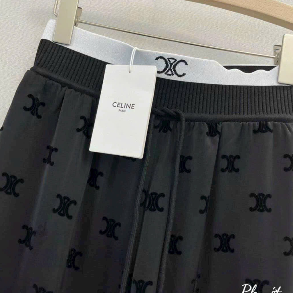 Quần suông lụa cạp chun mẫu mới phối viền trắng siêu hot , Quần suông ống rộng lưng chun tôn dáng cực xinh