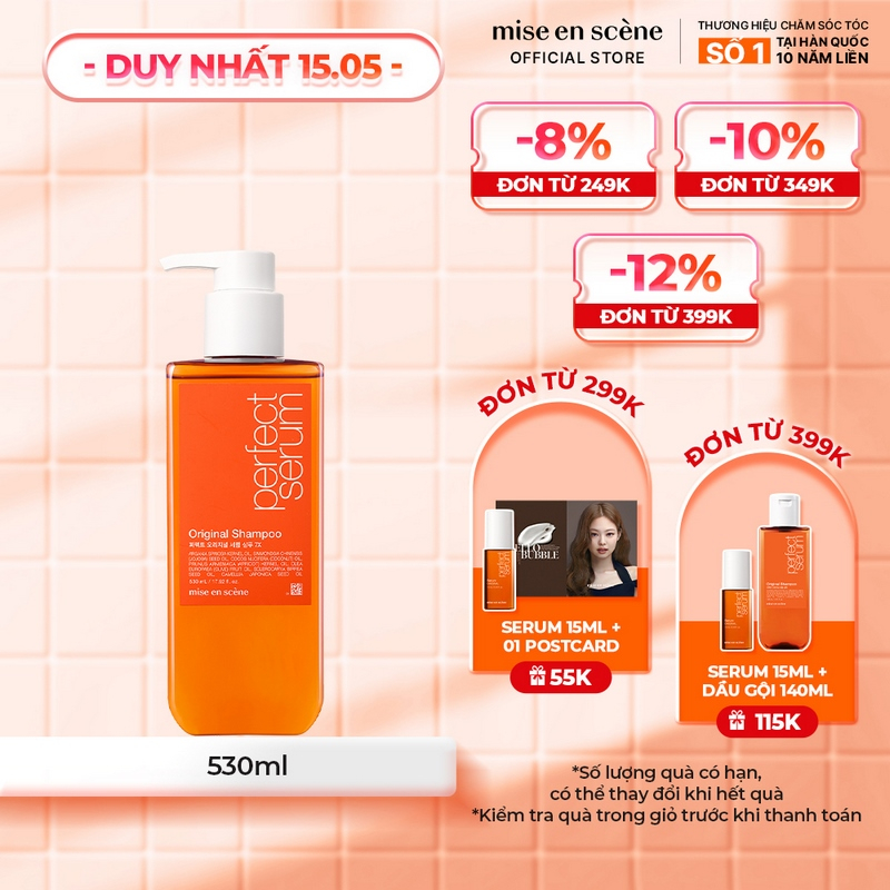 Dầu gội mise en scene Perfect Serum Original Shampoo dưỡng tóc mềm mượt hỗ trợ phục hồi tóc hư tổn