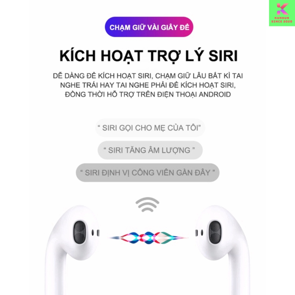 Tai nghe Bluetooth không dây AlP2, Âm thanh siêu hay, thiết kế ấn tưởng, Định Vị, Đổi tên kết nối mọi dòng máy [KUNKUN]