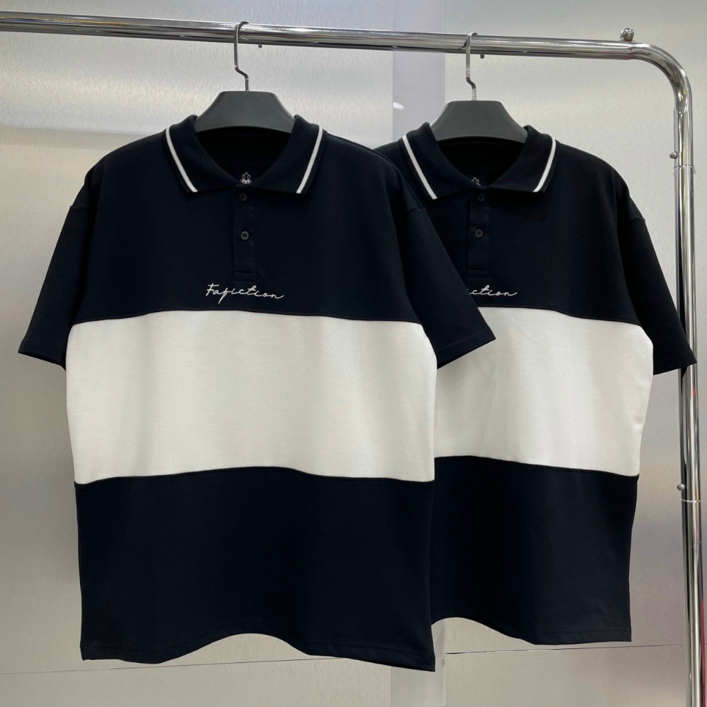 Áo Thun Polo FaFic Striped Unisex Nam Nữ Chất Cá Sấu Cotton