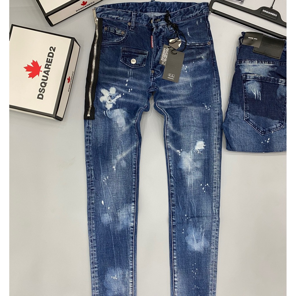 Quần DSQ Nam Mix Khoá Dọc Hông Siêu Đẹp - Quần DSQ Nam Like Au.th Vẩy Sơn Cao Cấp