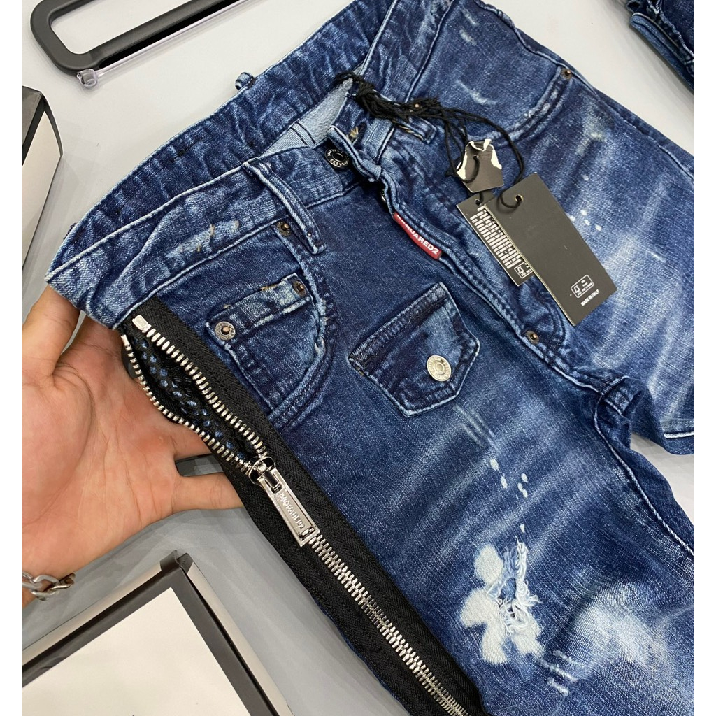 Quần DSQ Nam Mix Khoá Dọc Hông Siêu Đẹp - Quần DSQ Nam Like Au.th Vẩy Sơn Cao Cấp