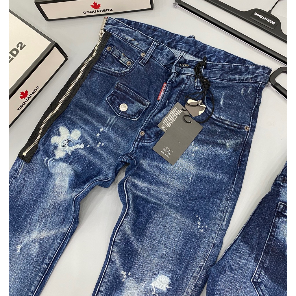 Quần DSQ Nam Mix Khoá Dọc Hông Siêu Đẹp - Quần DSQ Nam Like Au.th Vẩy Sơn Cao Cấp