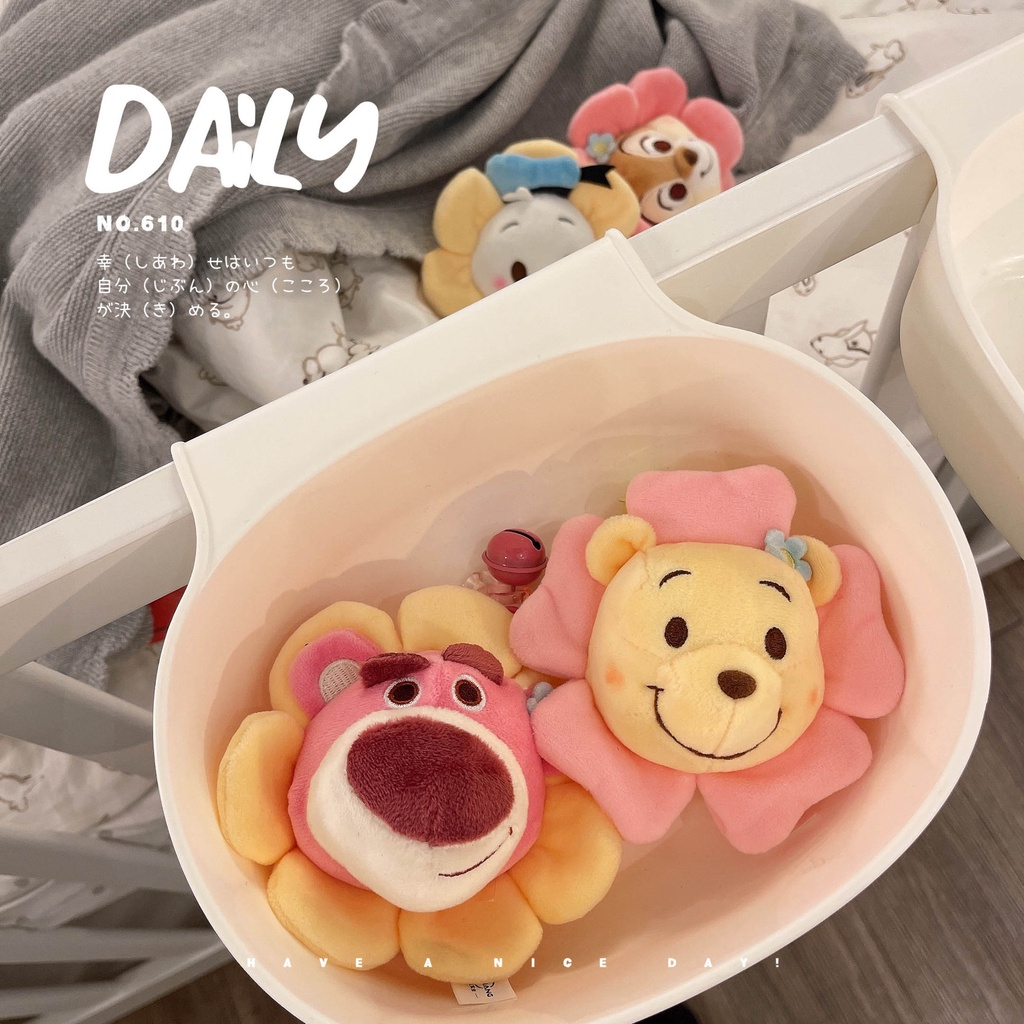 Móc khoá bông hình gấu Dâu- Gấu Pooh- Vịt Donald- Sóc hoa mặt trời dễ thương, có chuông