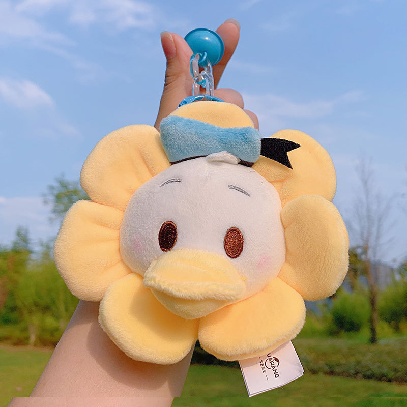 Móc khoá bông hình gấu Dâu- Gấu Pooh- Vịt Donald- Sóc hoa mặt trời dễ thương, có chuông