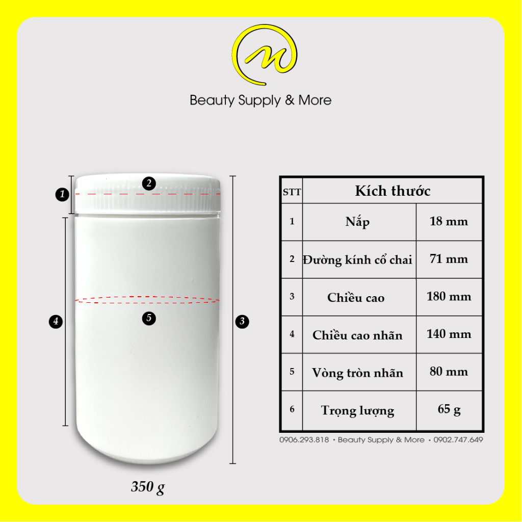 Hủ Pet Nhựa HDPE  350g/650g/1200g
