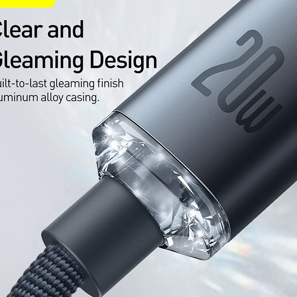 Cáp sạc nhanh 20W Baseus Crystal dây dù cao cấp siêu bền cho iPhone 12 13 14 11 pro max