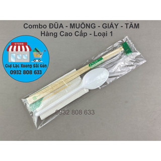 Set 100 bộ đũa muỗng giấy tăm cao cấp