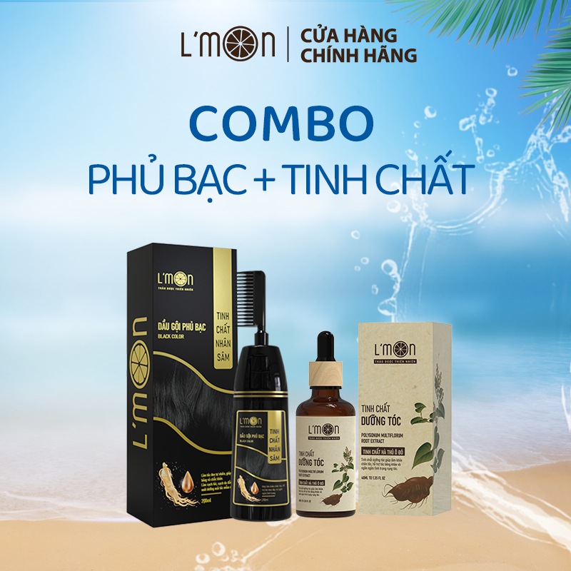 Combo tinh chất dưỡng tóc và dầu gội phủ bạc L'Mon