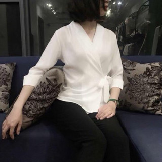 Sơ mi buộc dây vải mango