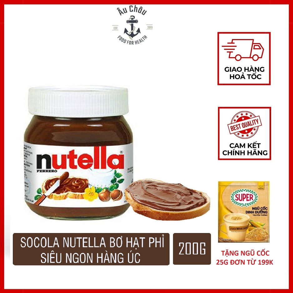 Nutella socola Úc hạt phỉ 200g phết sandwich