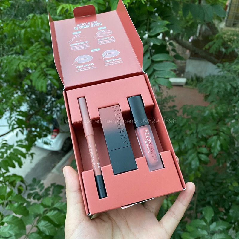 Set son 3 thỏi HUDA BEAUTY Bombshell Lip Trio Set