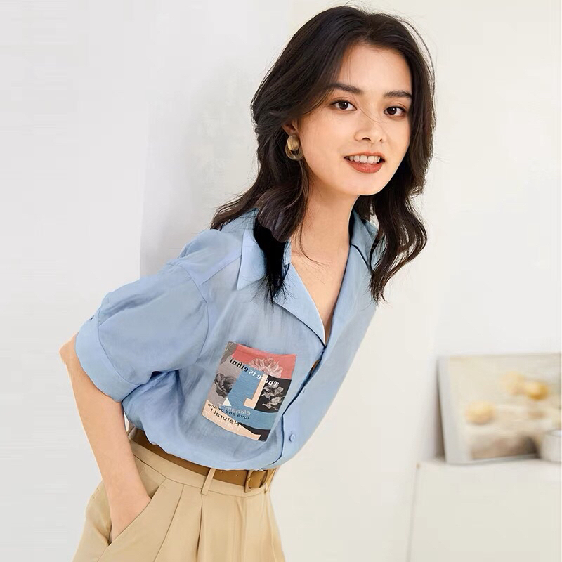 Áo sơ mi xanh Eifini