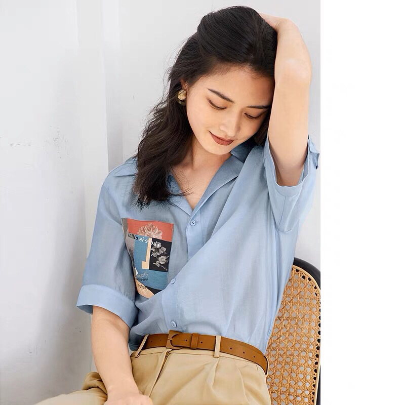 Áo sơ mi xanh Eifini