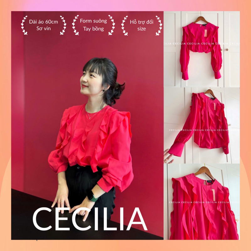 Áo sơ mi bèo dài tay cổ tròn CASSIE By CECILIA (Ảnh thật) màu sắc, thiết kế tay bồng
