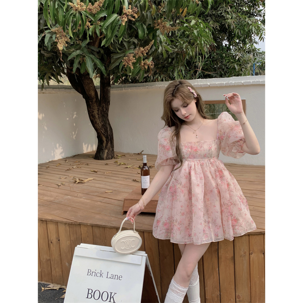 Đầm Hoa Tay Phồng Babydoll ,Đầm Công Chúa Cổ Vuông Eo Phồng ,Váy Siêu Cổ Tích Đầm Công Chúa