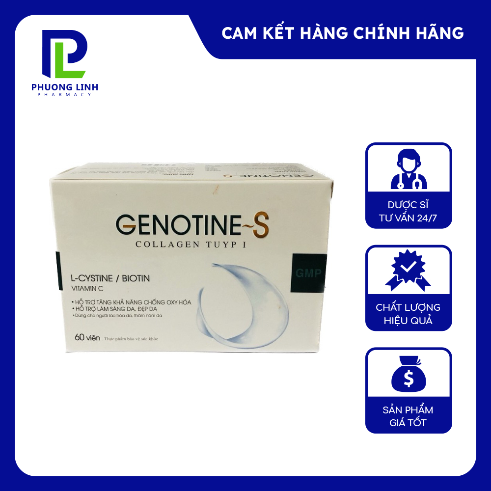 Viên uống GENOTINE-S bổ sung Collagen, Lcystine chống lão hóa, trắng da, đẹp da, cải thiện sạm nám