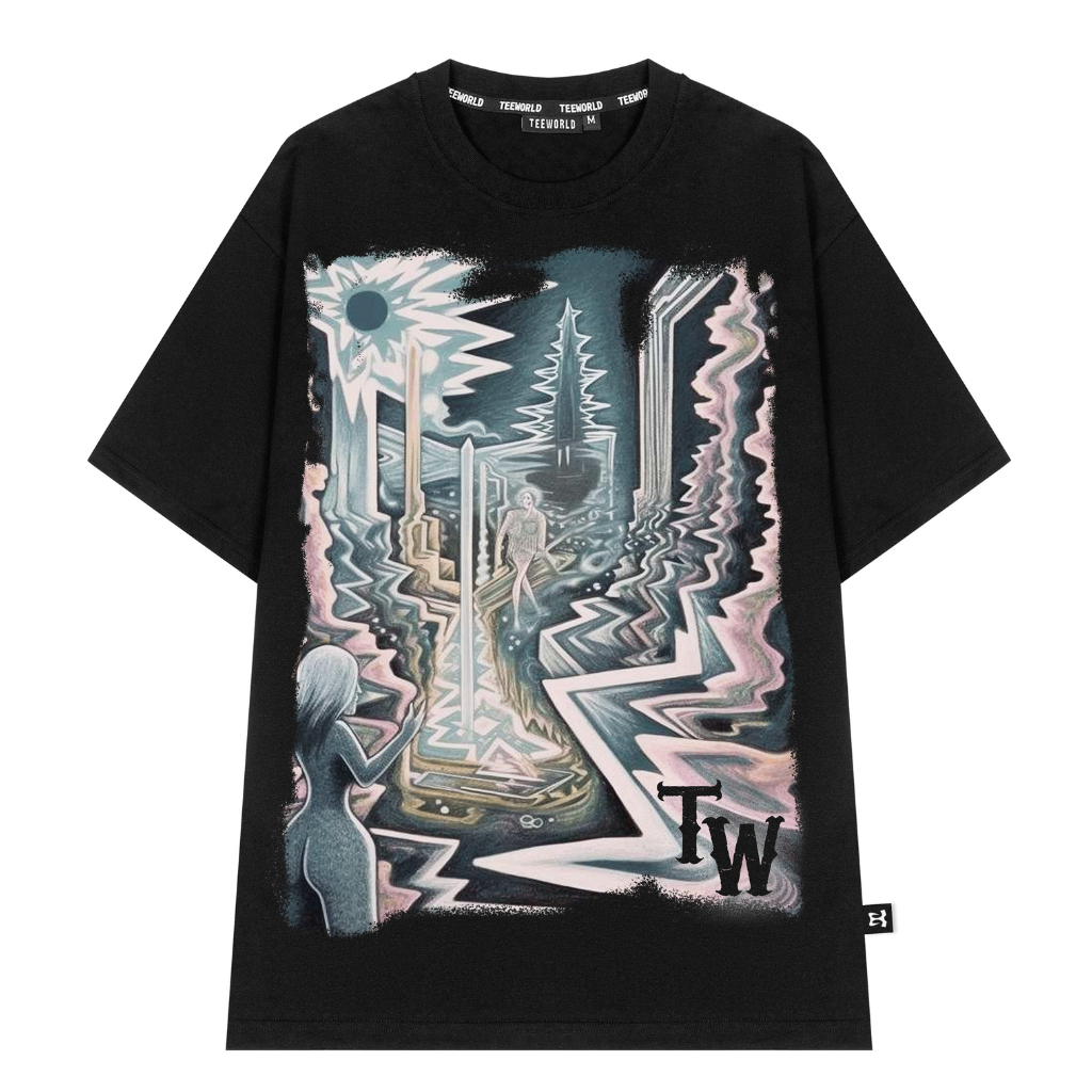 Áo Thun Local Brand Teeworld Illusion Mirror T-shirt Trắng Đen Nam Nữ Form Rộng Unisex