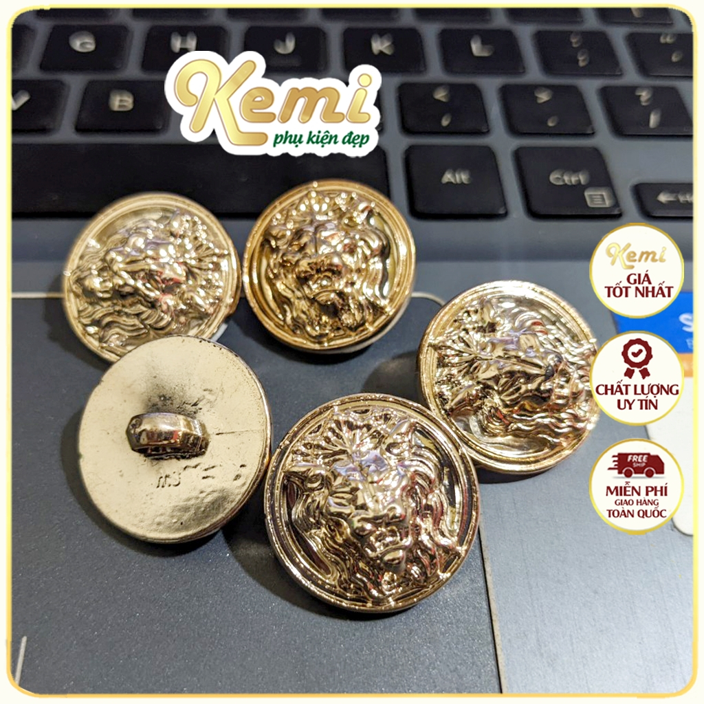 Cúc khuy áo khoác đế lồi loại to 24mm hình tròn sư tử cho váy quần mũ dạ tweed đồ handmade