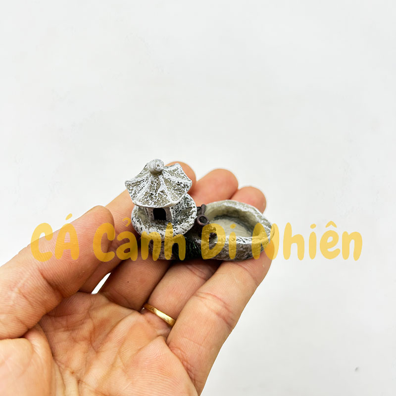 Mô hình đèn đá giếng nước bằng nhựa trang trí tiểu cảnh hồ cá Terrarium sen đá