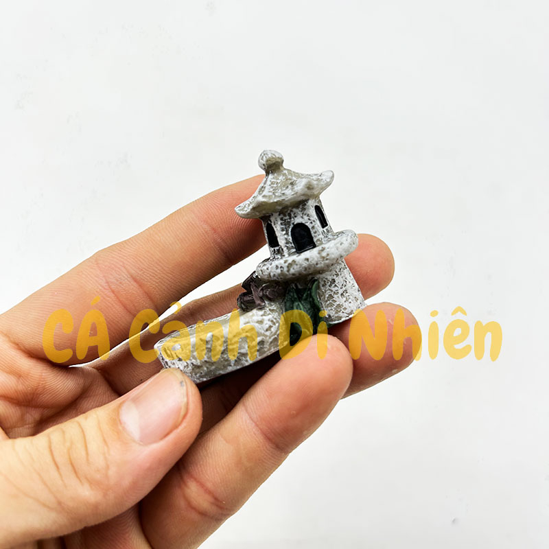 Mô hình đèn đá giếng nước bằng nhựa trang trí tiểu cảnh hồ cá Terrarium sen đá