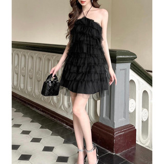 Đầm bigsize cổ yếm tầng voan lưới đáng yêu ( Thời trang Vicky G - Anitagreen ) HN0523
