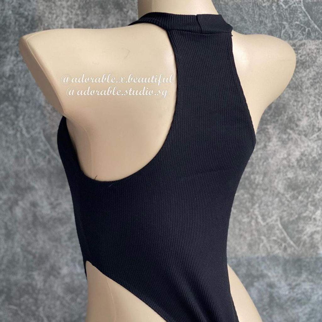 Bodysuit Nữ Thun Gân Trơn Sát Nách Sexy Co Giãn, Jumpsuit Đen Thấm Hút Dễ Mặc Basic Trendy AdorablexBeautiful