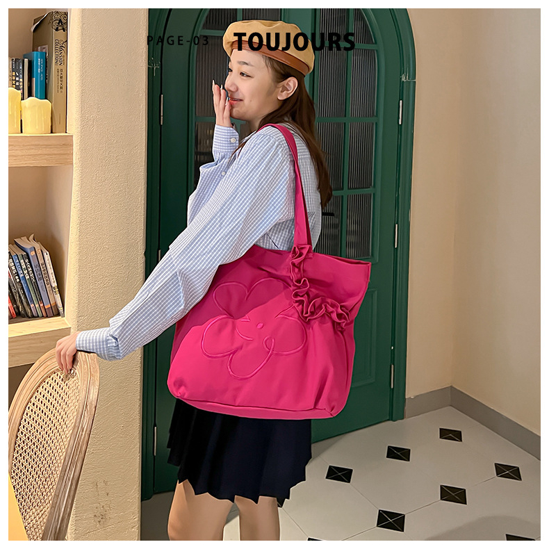 Túi tote vải hoa mặt cười smiley nhún nơ cách điệu xinh xắn