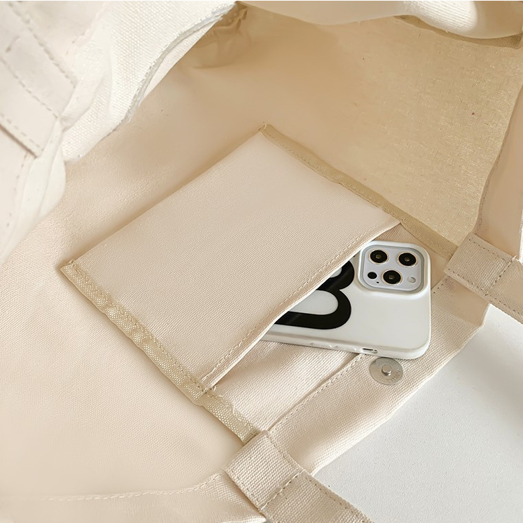 Túi tote vải hoa mặt cười smiley nhún nơ cách điệu xinh xắn