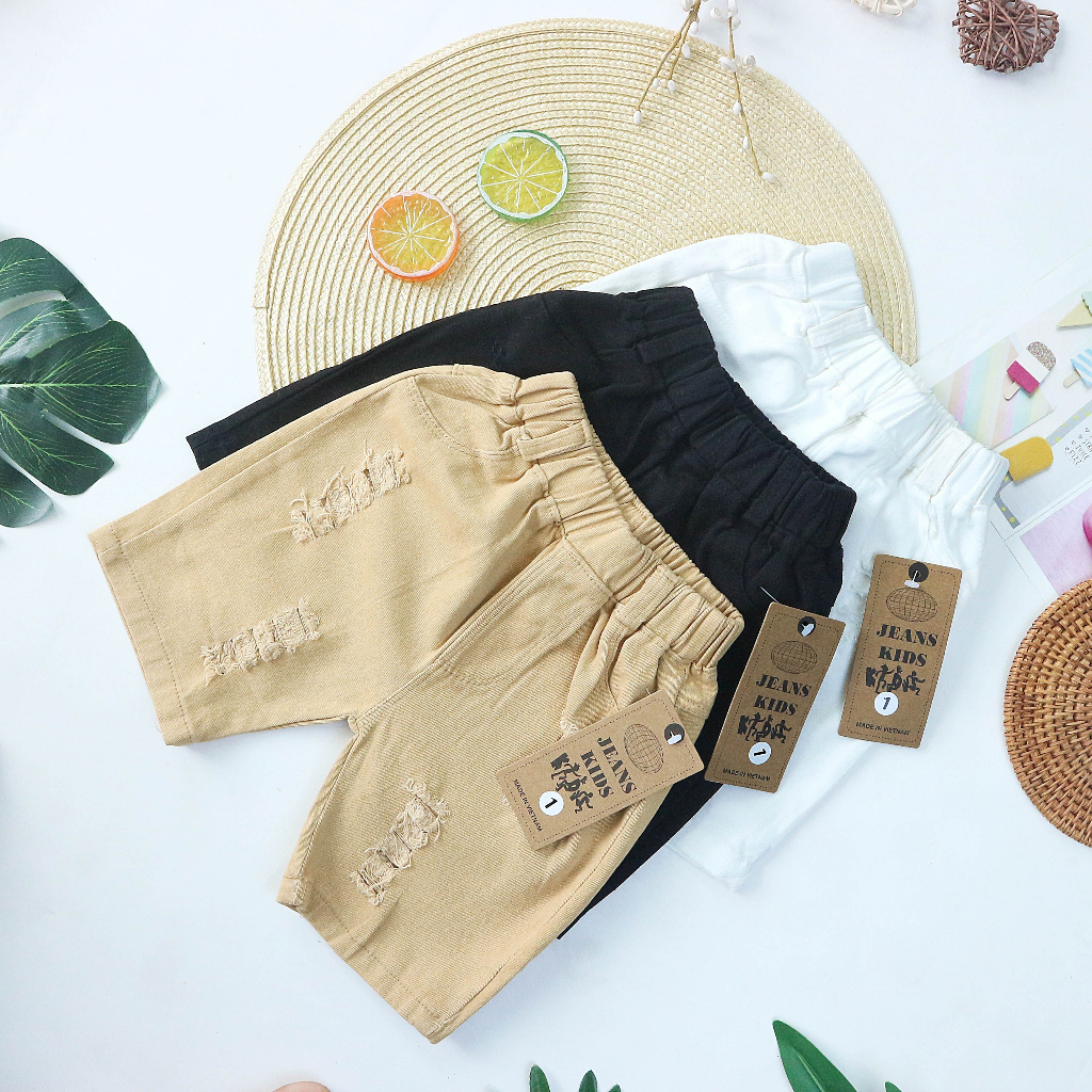 Quần kaki ngắn rách  cho Bé trai bé gái  9-28kg