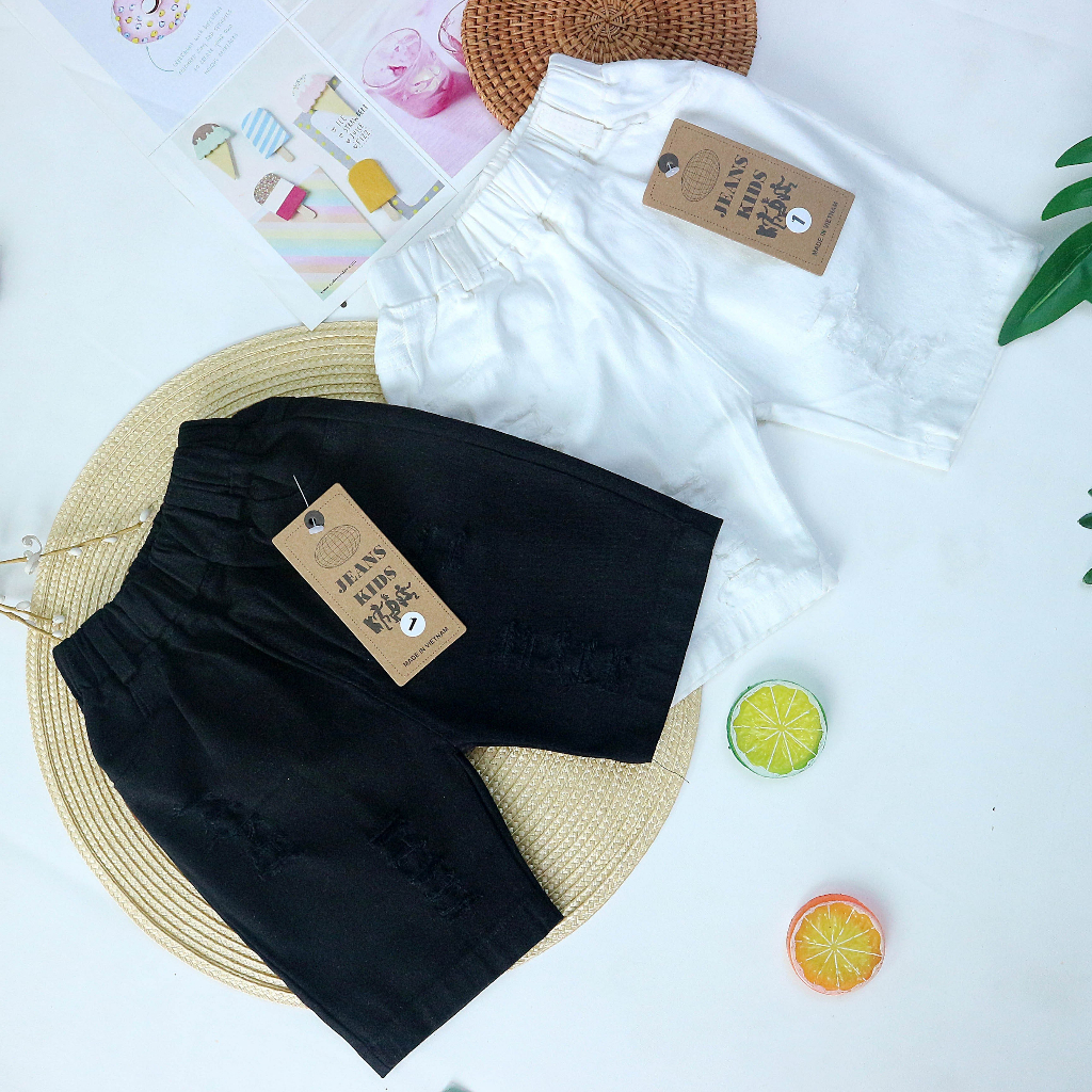 Quần kaki ngắn rách  cho Bé trai bé gái  9-28kg