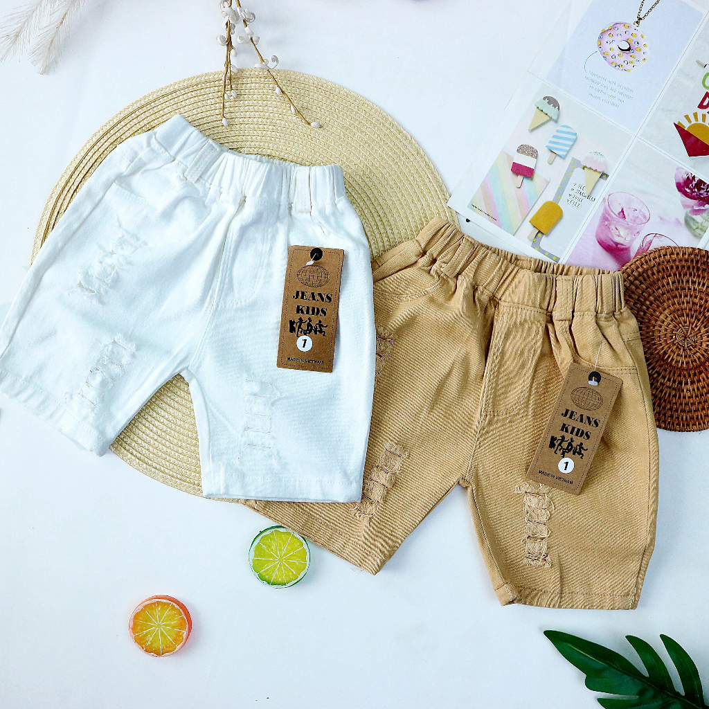 Quần kaki ngắn rách  cho Bé trai bé gái  9-28kg