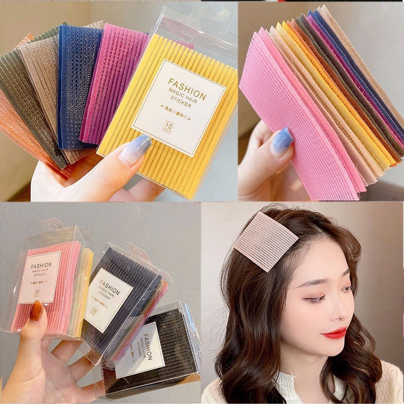 Hộp 10 miếng dán giữ tóc nhiều màu tiện dụng cho nữ