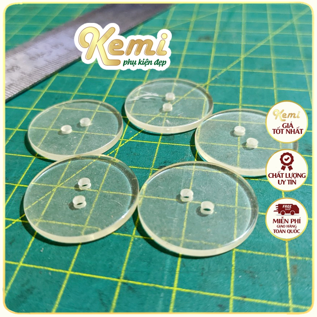 Khuy cúc nút áo quần trong suốt 2 lỗ đường kính 25mm khâu đính thời trang, sửa chữa thiết kế trang phục