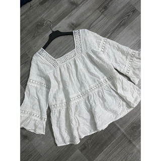 Áo babydoll trắng bèo freesize