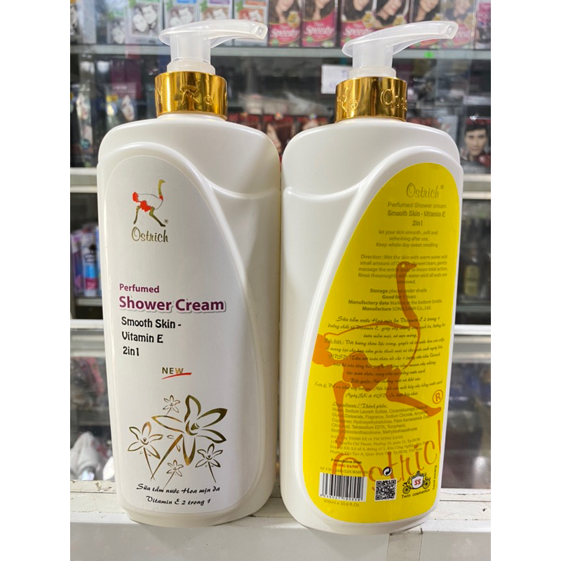 Sữa tắm trắng da hương nước hoa pháp con da điểu Ostrich 900ml hàng cty