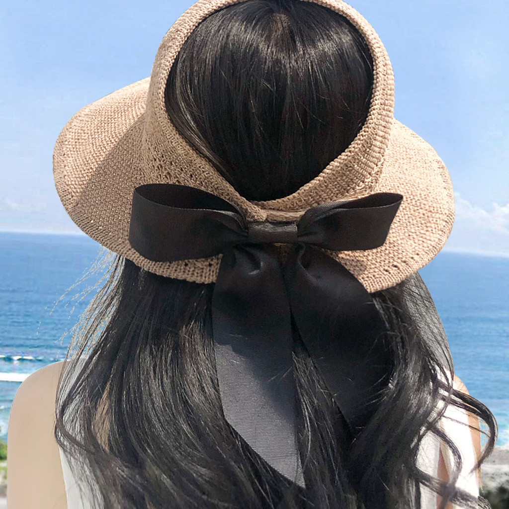 Mũ cói nữ đi biển mix nơi xinh xắn nửa đầu mẫu mới form mềm dễ thương  MC6