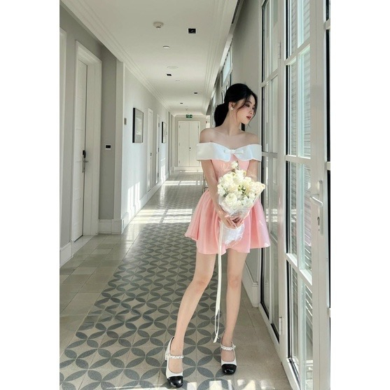Đầm Dự Tiệc Trễ Vai Sang Chảnh ♥️ Váy Bẹt Vai Dáng Bồng - Linh Chip Shop