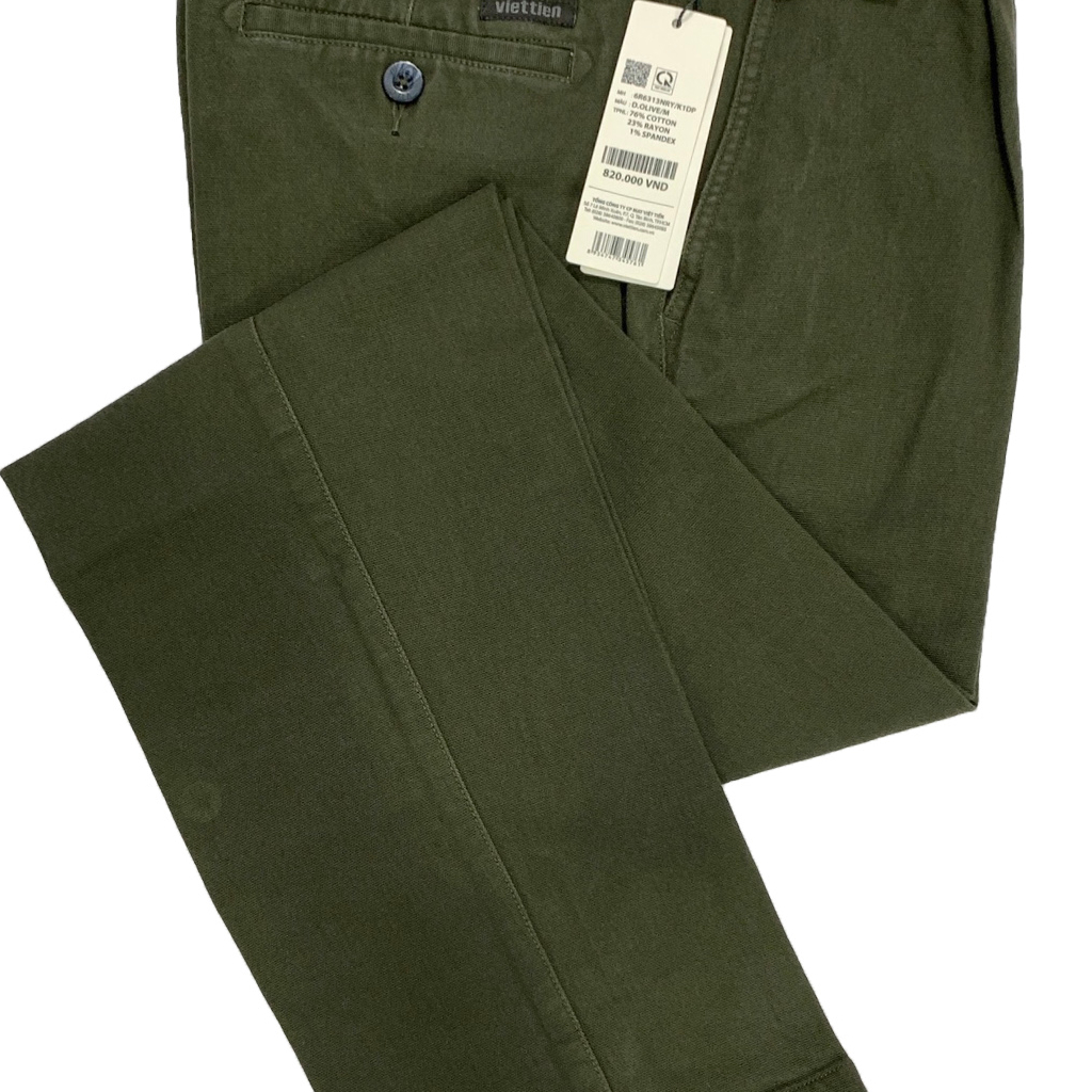 Quần kaki dài nam việt tiến màu rêu có 1ly và không ly 6R6313 - 6R6312 Regular