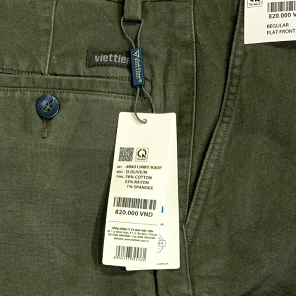 Quần kaki dài nam việt tiến màu rêu có 1ly và không ly 6R6313 - 6R6312 Regular