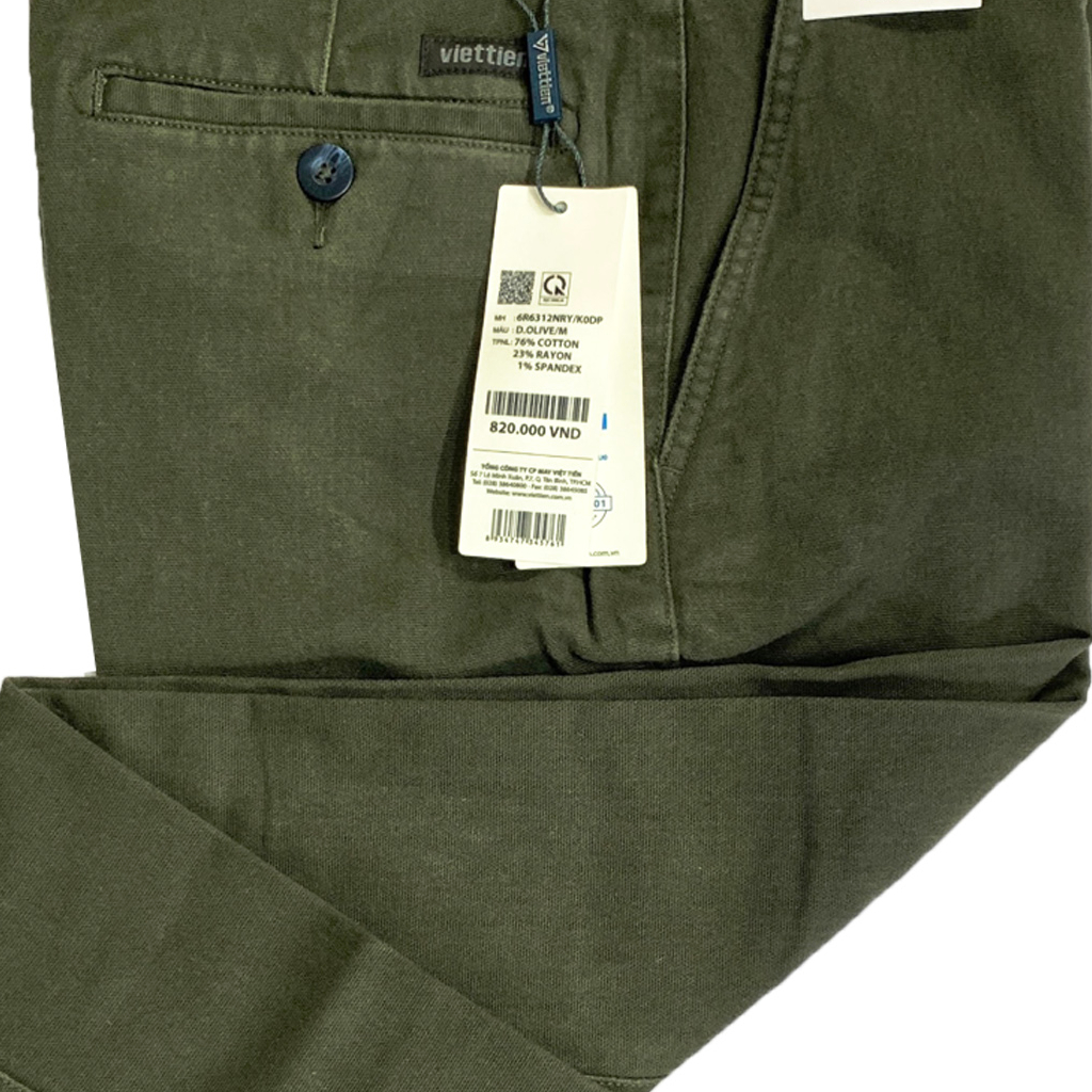 Quần kaki dài nam việt tiến màu rêu có 1ly và không ly 6R6313 - 6R6312 Regular