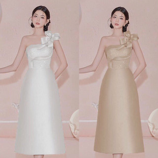 ĐẦM CHỮ A REN THÊU ĐÍNH NƠ XINH XẮN-HN TẶNG KÈM HOA TAI THỜI TRANG