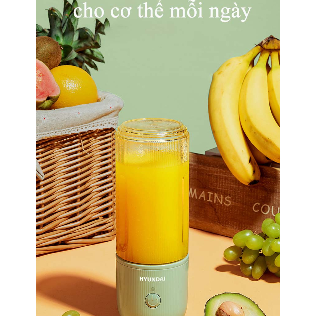 Máy Xay Sinh Tố Cầm Tay Mini HYUNDAI - Máy Xay Đa Năng Sạc Tích Điện 4 Lưỡi