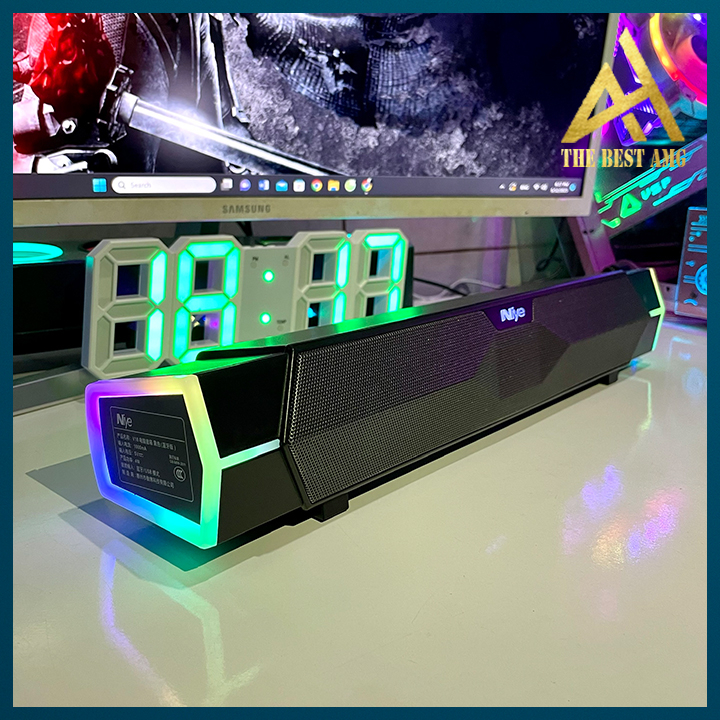 Loa Thanh Soundbar Bluetooth Loa Máy Tính Để Bàn Có Mic Led Rgb NIYE V18 - Loa Vi Tính Laptop PC Có Dây Bass Mạnh