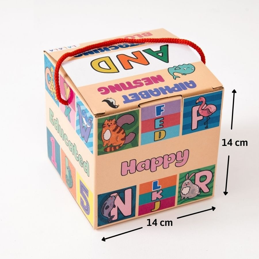Đồ Chơi Tháp Xếp Ch ồng Bụng Bự Hình Khối 10 hộp Cho Bé từ 1-5 tuổi Alphabet Nesting and Stacking Blocks - Lalala Baby