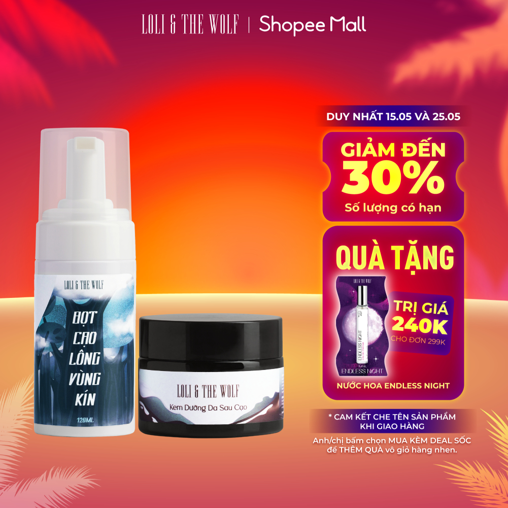 Set Cạo Lông Vùng Kín Tại Nhà Loli And The Wolf - Bọt Cạo Lông Vùng Kín + Kem Dưỡng Ức Chế Lông Mọc