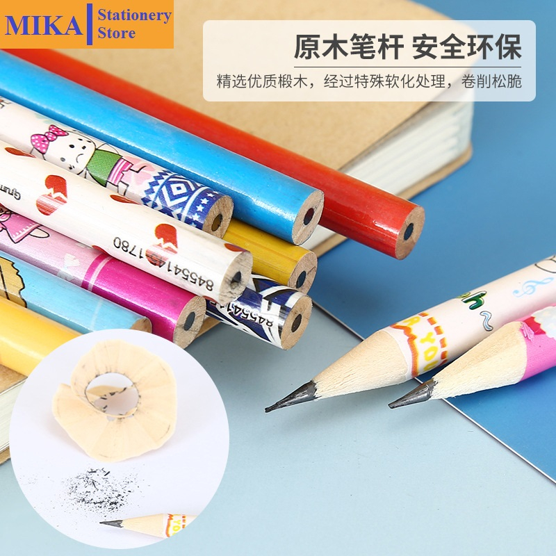 Bút chì MIKA Lẻ 1 cái bằng gỗ họa tiết dễ thương có gôm tẩy dùng để vẽ viết dành cho học sinh sinh viên BC04