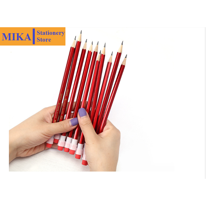 Bút chì MIKA Lẻ 1 cái Hãng DASEN bằng gỗ màu đỏ có gôm tẩy dùng để vẽ viết dành cho học sinh sinh viên BC02